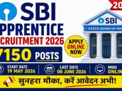 SBI Recruitment 2026: स्टेट बैंक ऑफ इंडिया (SBI) ने देशभर में 7,150 अप्रेंटिस पदों पर भर्ती….