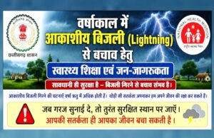 वर्षाकाल में आकाशीय बिजली से बचाव हेतु स्वास्थ्य विभाग ने जारी की जन-जागरूकता अपील….