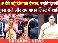 BJP की नई टीम का ऐलान, टीम में कई बड़े नेता शामिल, कुल 13 लोगों को राष्ट्रीय उपाध्यक्ष बनाया गया…