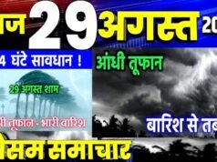 Weather : पूर्वी, मध्य और पश्चिमी भारत के कई इलाकों में बारिश की संभावना, जानें 29 अगस्त को कैसा रहेगा मौसम…