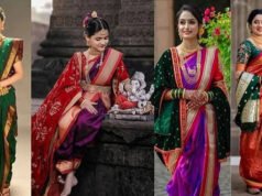 गणेश उत्सव में पारंपरिक पहनावा, गणेश उत्सव पर नौवारी साड़ी पहनने नौवारी साड़ी का अनोखा ड्रेप…
